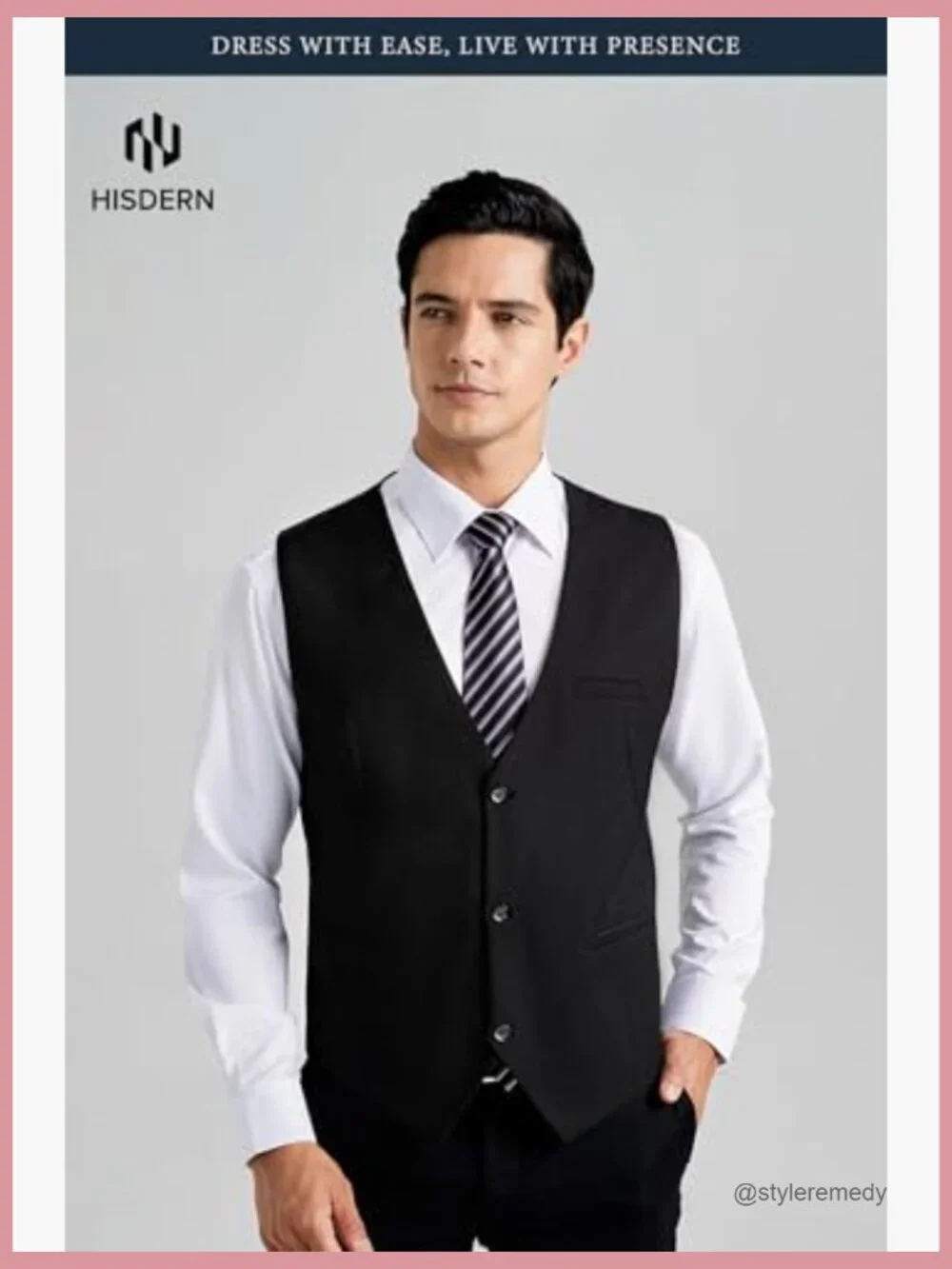 Polyester Rayon Men's Dress Vest V-Neck Adjustable Waistcoat Formal